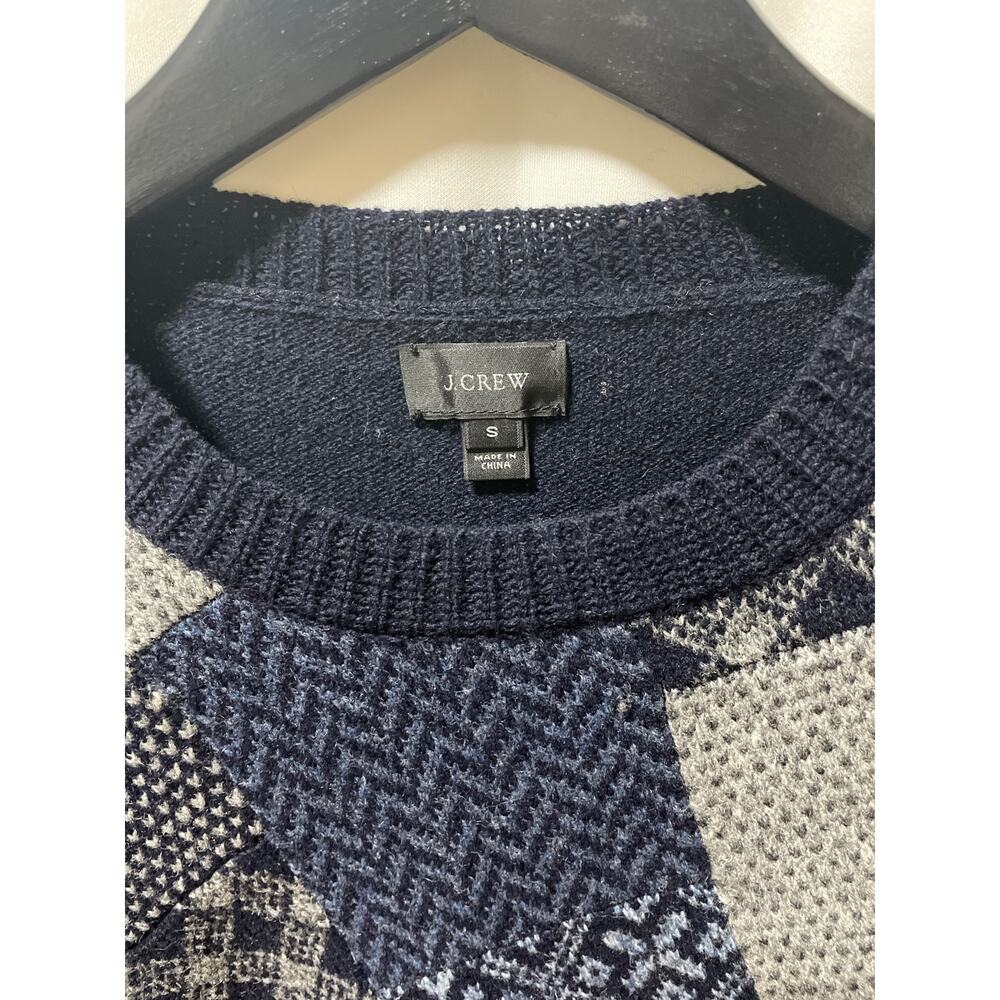 J.Crew Navy Patchwork Suede Elbow Patch Crew Neck… - image 3